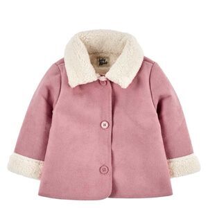 Baby OshKosh B’gosh Pink Faux Suede Sherpa Lined Coat Outdoor Dressy Jacket 18M